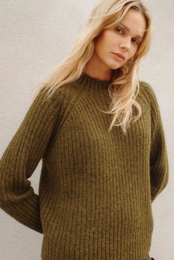 Grade &amp; Gather Mock Neck Fuzzy Sweater