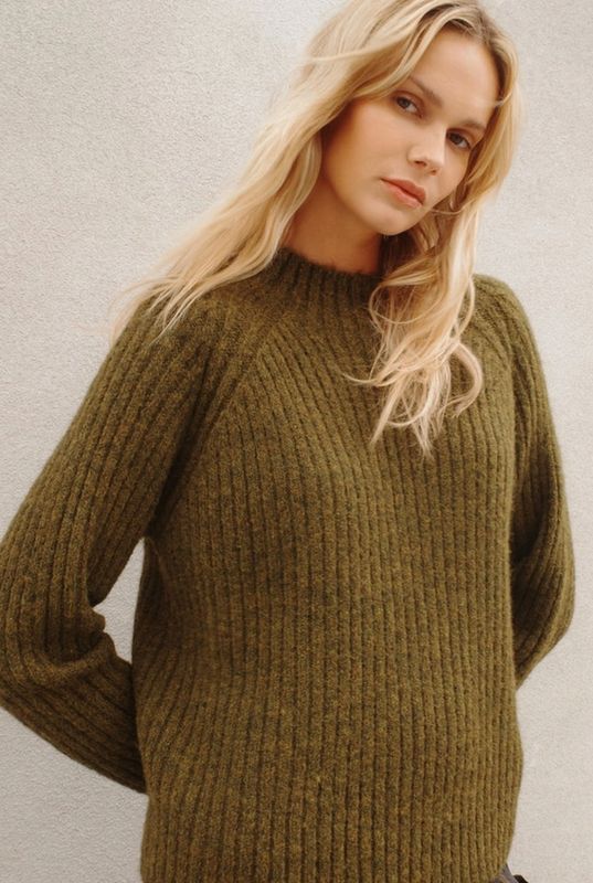 Grade &amp; Gather Mock Neck Fuzzy Sweater