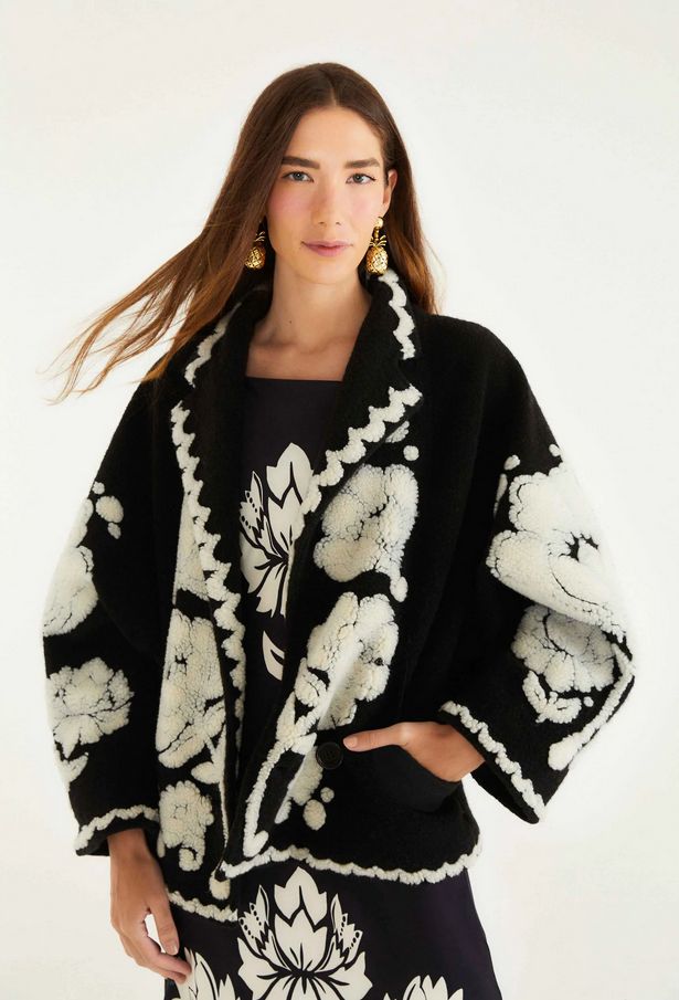 Farm Rio Floral Arabesque Fleece Coat