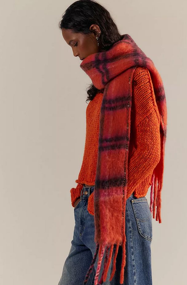 Free People Highland Plaid Skinny Scarf (Two Colors)
