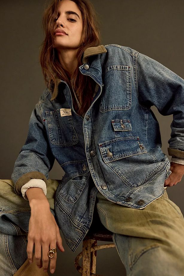Free People Sweet Talk Denim Barn Coat
