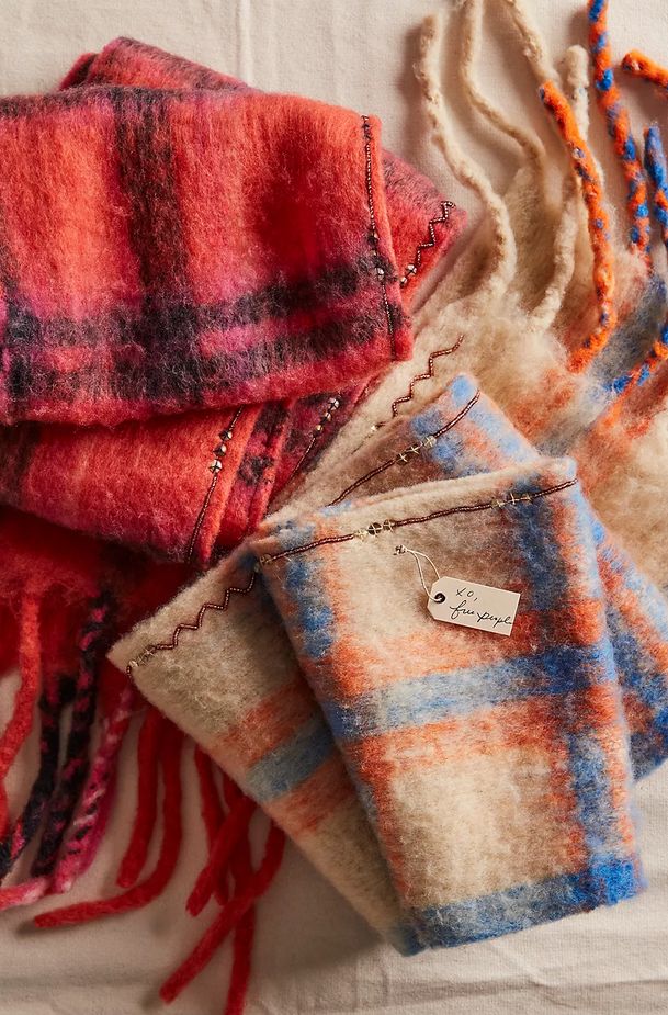 Free People Highland Plaid Skinny Scarf (Two Colors)