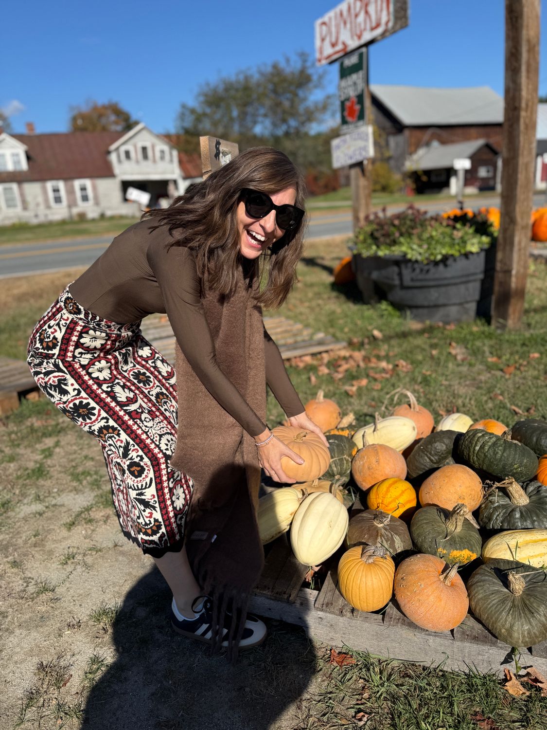 Farm Rio Winter Tapestry Stripes Knit Skirt