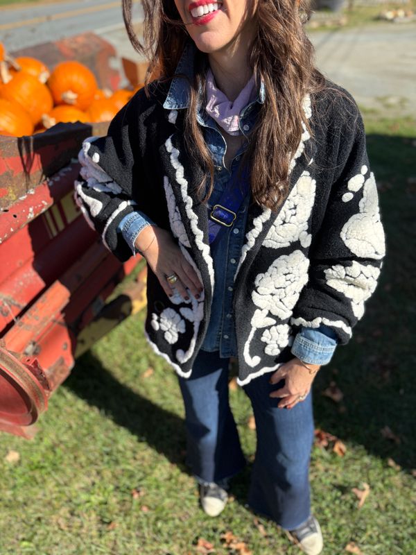 Farm Rio Floral Arabesque Fleece Coat