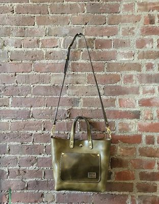 Kingdom Leather Mini Tote with Strap in Olive