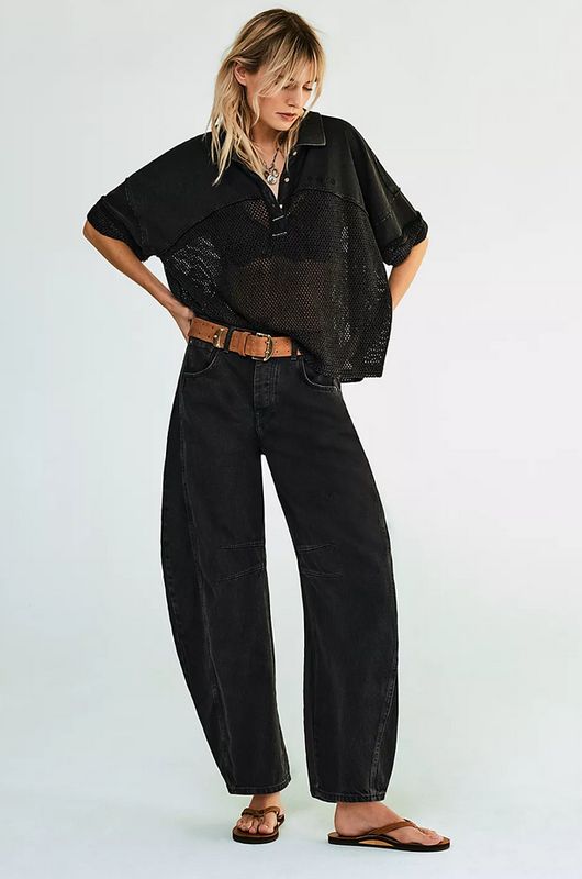 Free People Good Luck Mid-Rise Barrel Jean