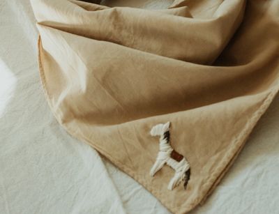 Eloise Et Moi A Little Horse Hand Embroidered Bandana in Mustard EM13