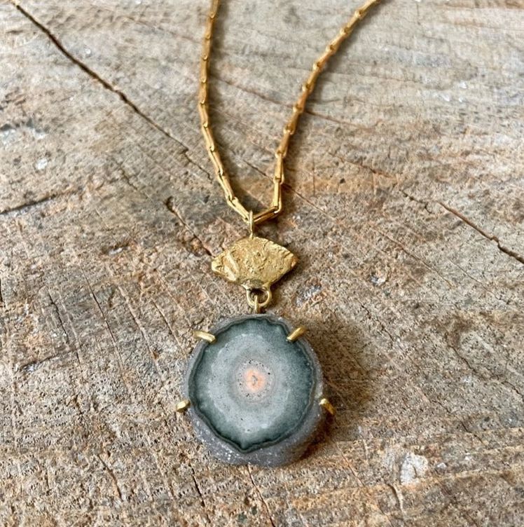 Emilie Shapiro Evil Eye Pendant Necklace Blue-Green Stalactite ES57