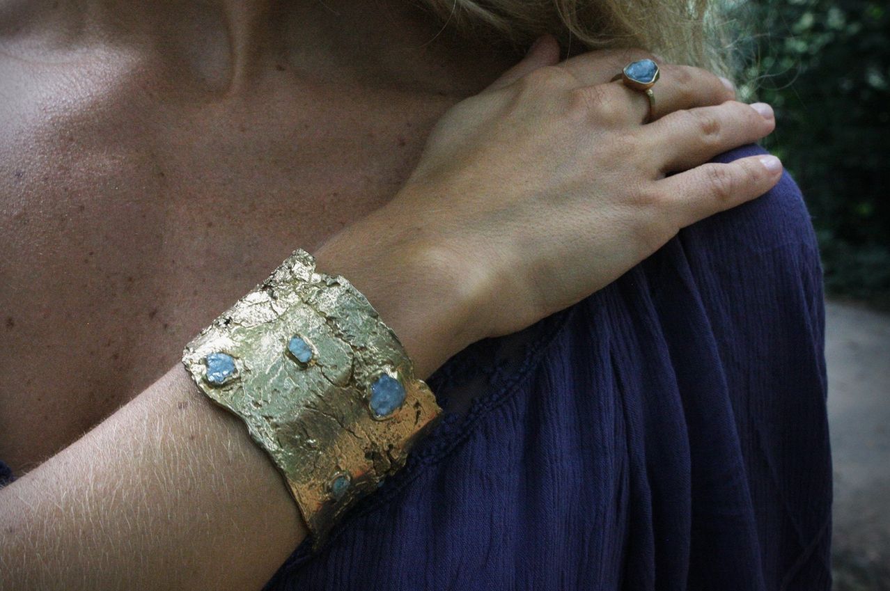 Emilie Shapiro Kindling Cuff Aquamarine and Emerald ES24