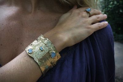 Emilie Shapiro Kindling Cuff Aquamarine and Emerald ES24