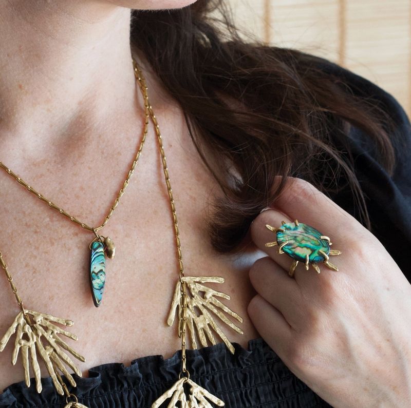 Emilie Shapiro Nova Ring Size 7.5 Paua Shell ES59