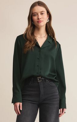Z Supply Ana Satin Button Up Top
