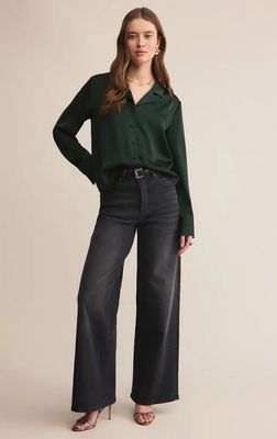 Z Supply Ana Satin Button Up Top 