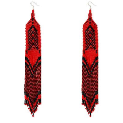 Mother Sierra Volcanes Long Native Beaded Earrings MS1