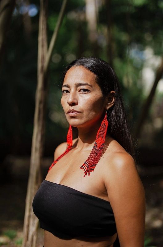 Mother Sierra Volcanes Long Native Beaded Earrings MS1