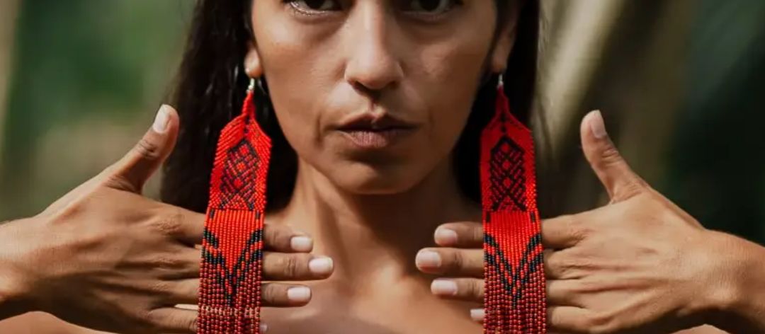 Mother Sierra Volcanes Long Native Beaded Earrings MS1