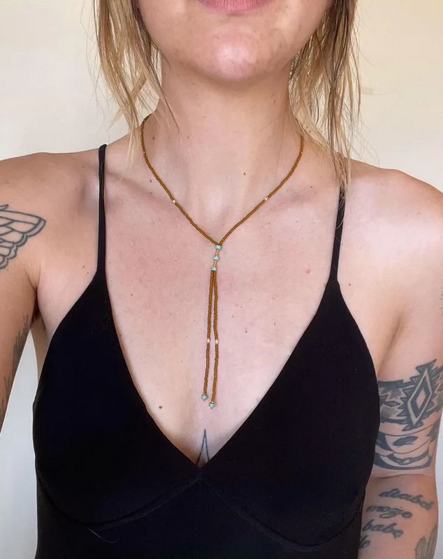 Beaded Bolero Necklace in Brown BE2