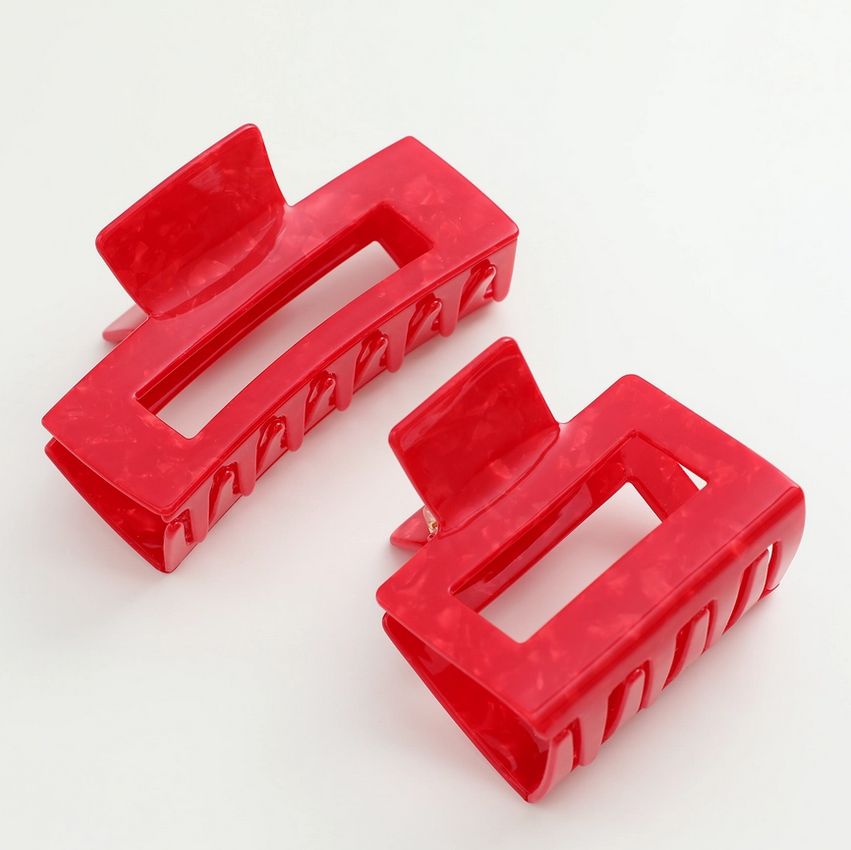 Adorro Cherry Red Large Square Claw Clip AD114