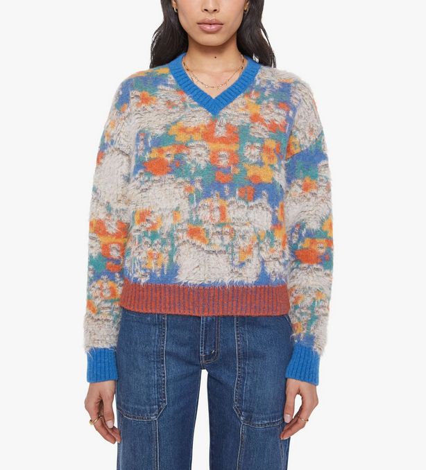 Mother The Crop Varsity Jumper in Fixer Upper