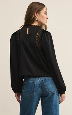 Z Supply Silvana Mock Neck Embroidered Top
