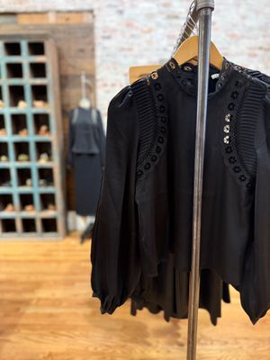 Z Supply Silvana Mock Neck Embroidered Top