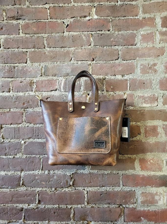 Kingdom Leather Mini Tote with Strap in Brown