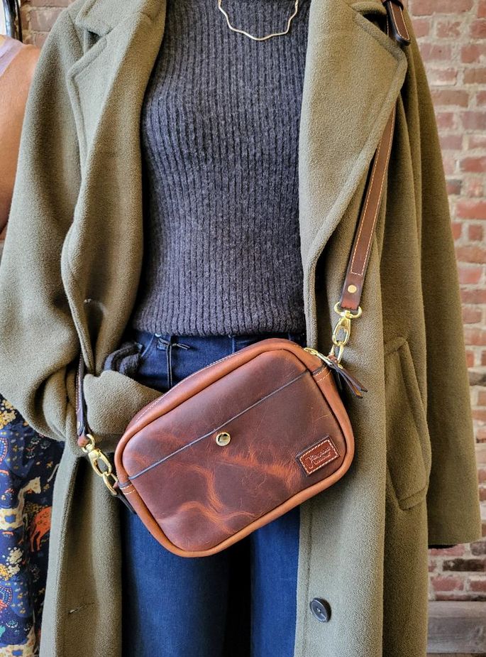 Kingdom Leather Square Crossbody in Brown