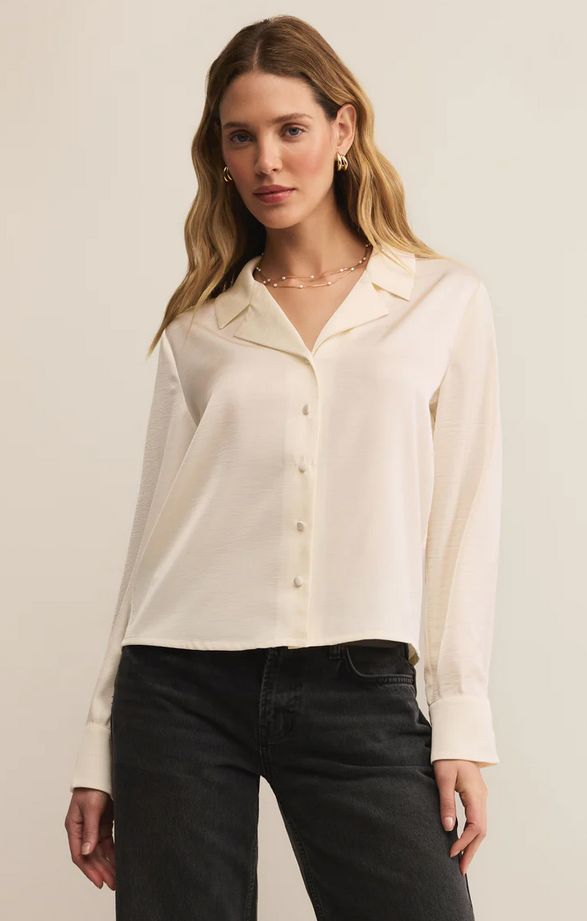 Z Supply Ana Satin Button Up Top 