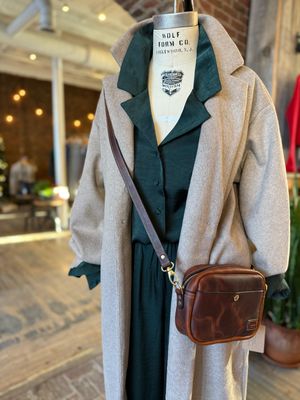 Kingdom Leather Square Crossbody in Brown