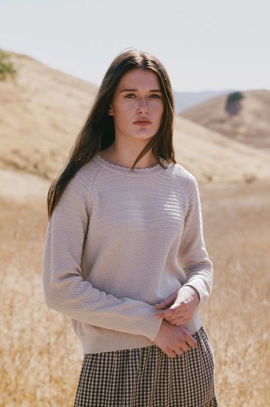 Grade &amp; Gather Scallop Neckline Sweater Top