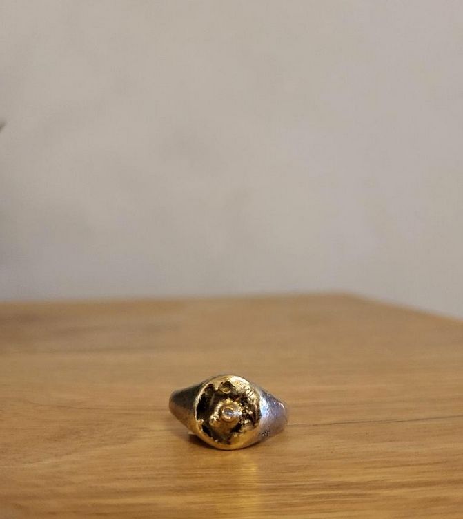 Sinead Cleary SC1645 Sterling Round Signet with 18K and Diamond Ring