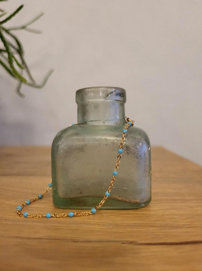 Sinead Cleary SC1648 Gold Filled Blue Enamel Chain Bracelet