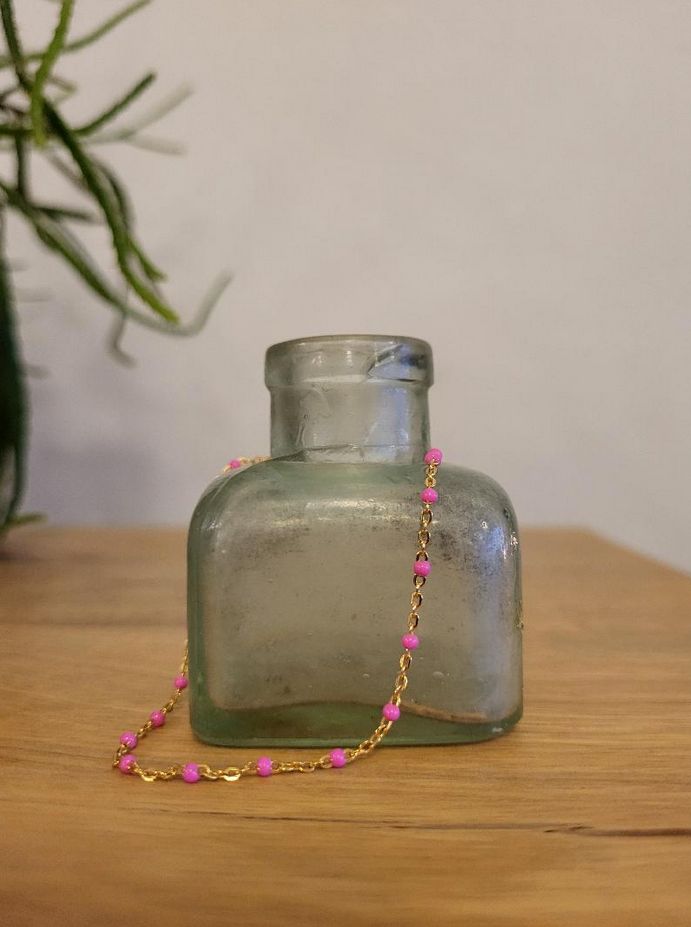 Sinead Cleary SC1648 Gold Filled Pink Enamel Chain Bracelet