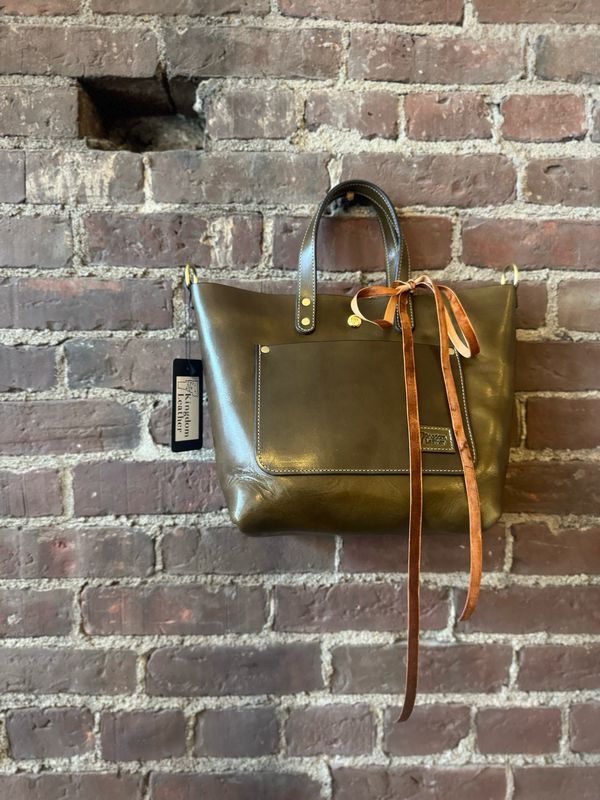Kingdom Leather Horween Mini Tote with Strap in Olive