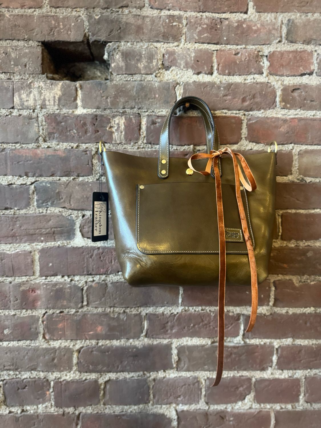 Kingdom Leather Horween Mini Tote with Strap in Olive