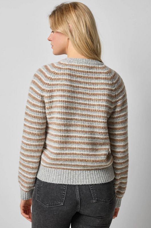 Lilla P Button Front Striped Cardigan