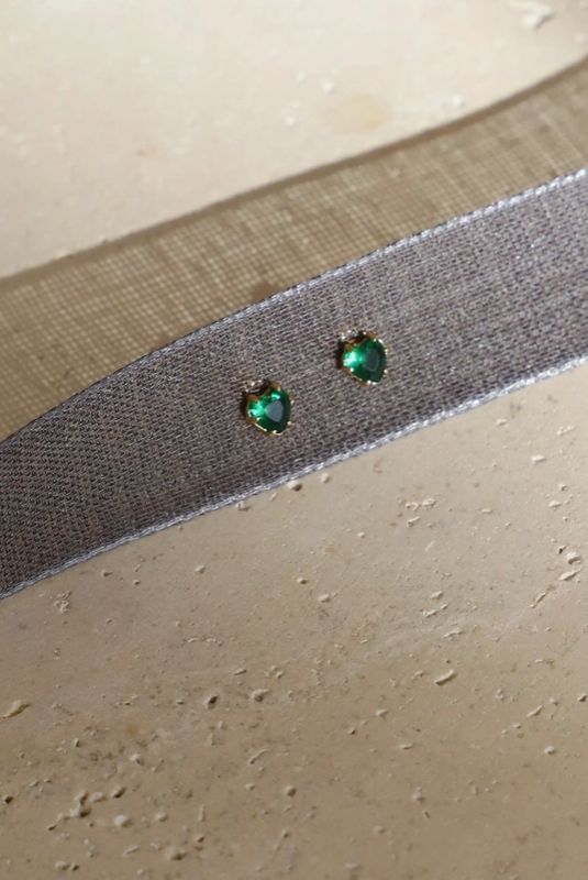 Katie Waltman Jewelry Mini Emerald Heart Studs KW69