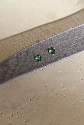 Katie Waltman Jewelry Mini Emerald Heart Studs KW69