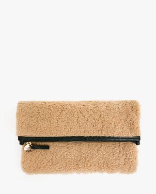 Clare V. Foldover Clutch with Tabs in Café Au Lait