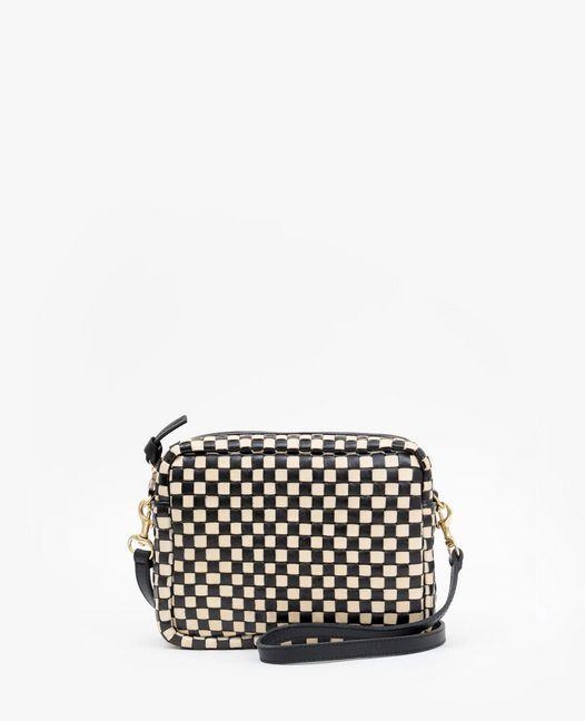 Clare V. Midi Sac in Black/Cream Woven Checker