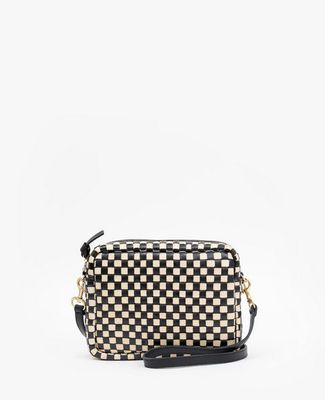Clare V. Midi Sac in Black/Cream Woven Checker