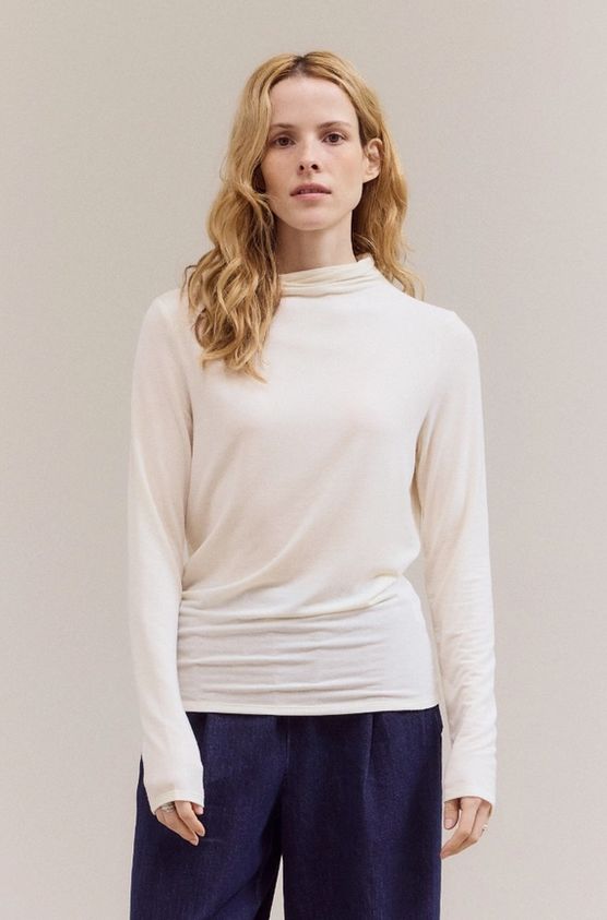 Grade &amp; Gather Mock Neck Fitted Jersey Top