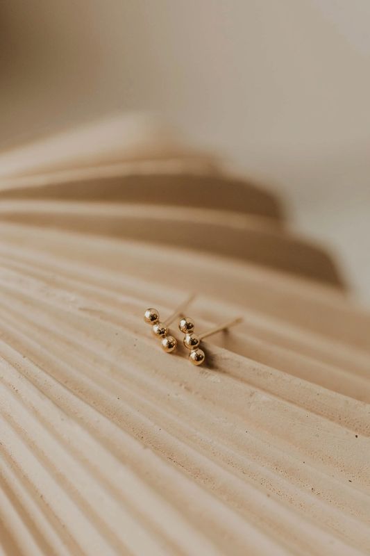 Hello Adorn Triple Dot Stud Earrings Gold Filled HE19