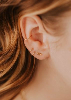 Hello Adorn Triple Dot Stud Earrings Gold Filled HE19