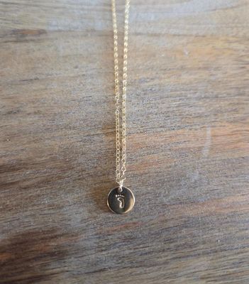 Hello Adorn 16" Tiny Vibes Baby Foot Necklace Gold Filled HE17