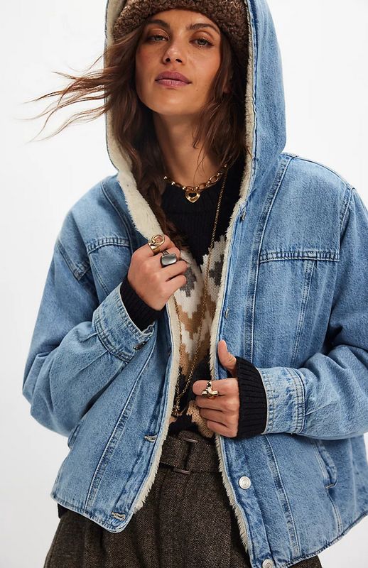 Free People Asher Cozy Denim Jacket