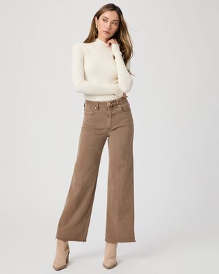 Paige Anessa 31" Wide Leg Jean in Vintage Canewood