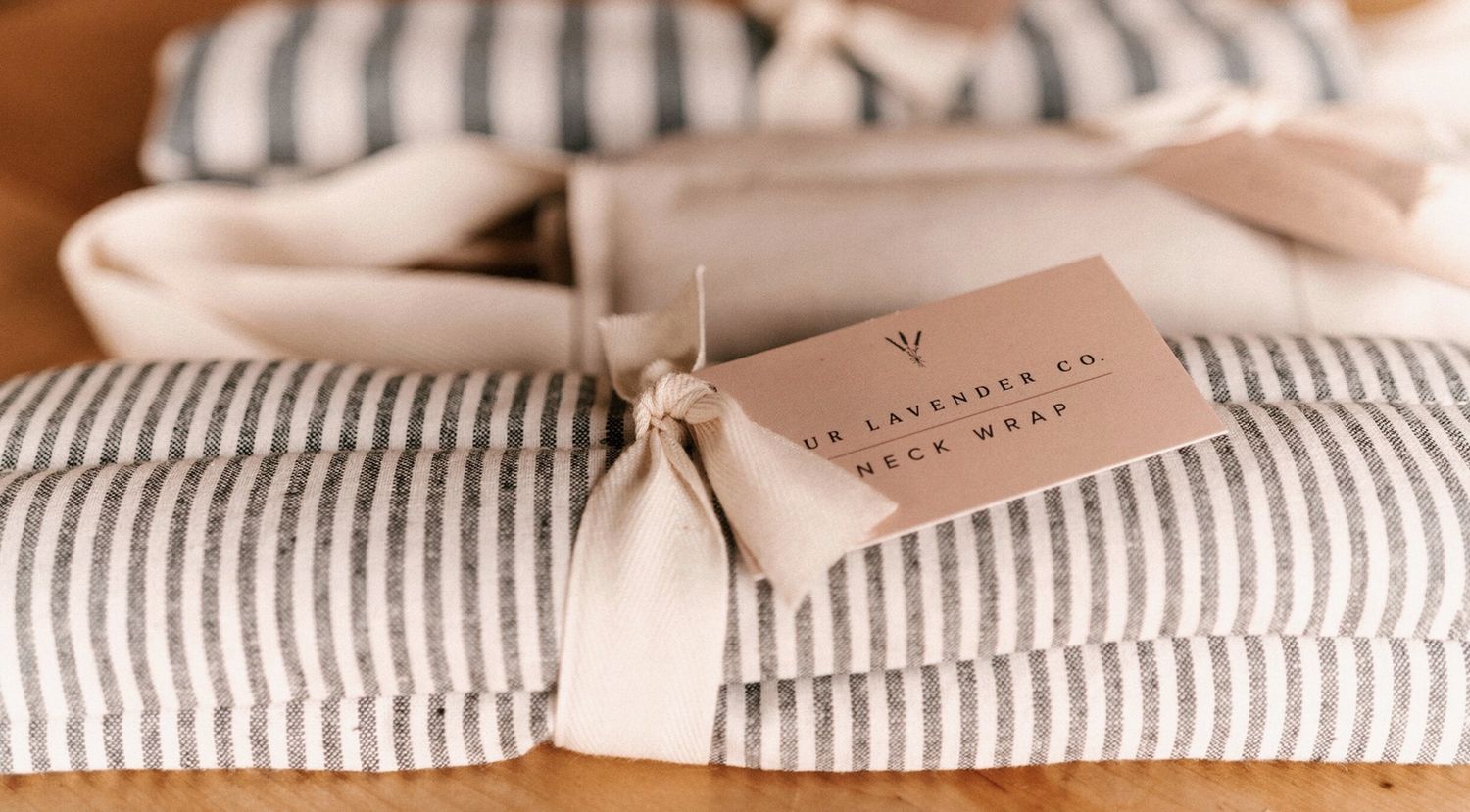 Our Lavender Co. Weighted Lavender Rice Neck Wrap in Thin Stripe OL14