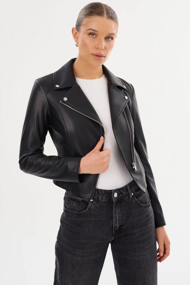 Lamarque Pascale Fitted Faux Leather Jacket Black