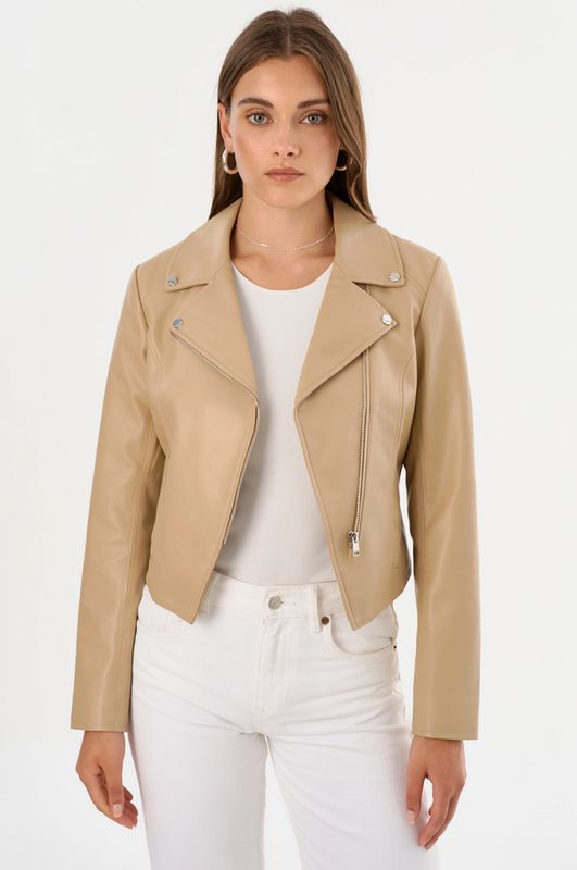 Lamarque Pascale Fitted Faux Leather Jacket Wheat